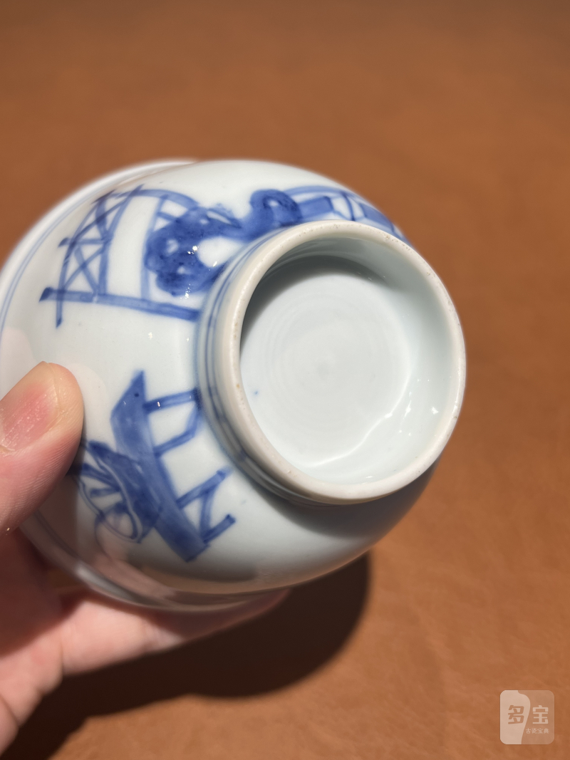 清 青花亭台楼阁纹碗 - 图8